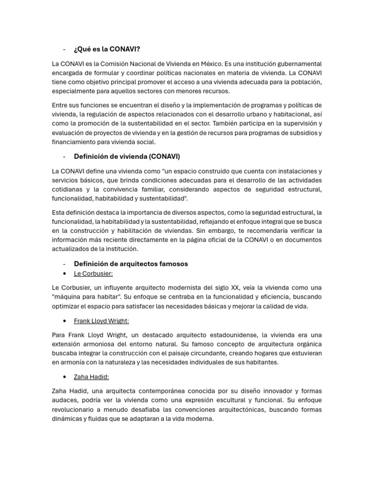 Qué Es La CONAVI | PDF | Sustentabilidad | Arquitecto