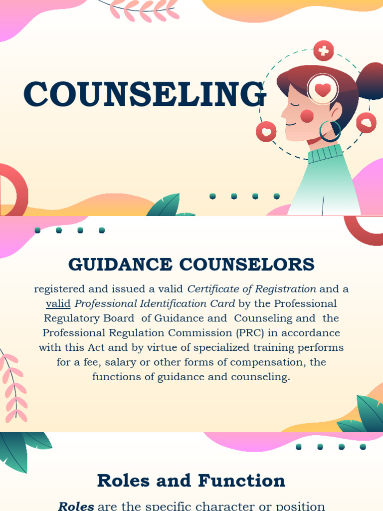 Roles and Functions of Guidance Counselors | PDF | Psychotherapy ...