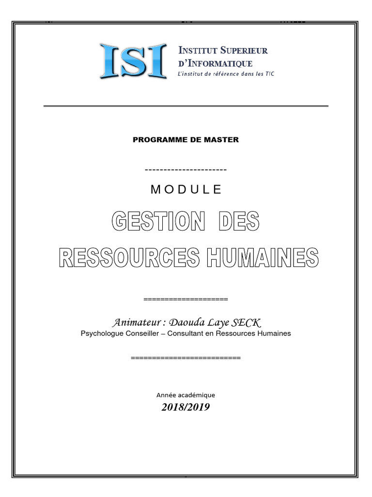 Master en Gestion des Ressources Humaines | PDF | Gestion des ...