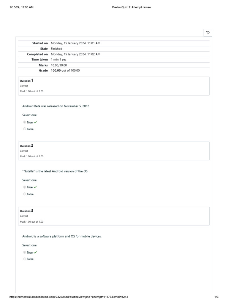 Prelim Quiz 1 Review: Android Basics | PDF | Android (Operating System ...