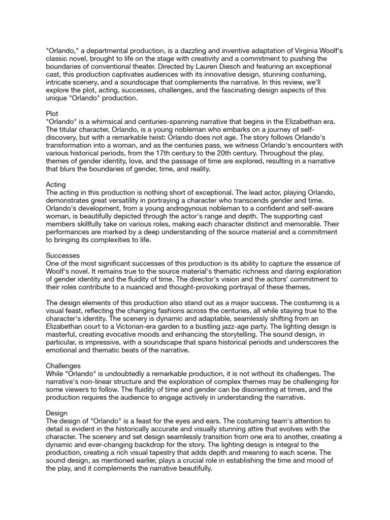 1st Production Review (Orlando) | PDF | Orlando: A Biography | Narrative