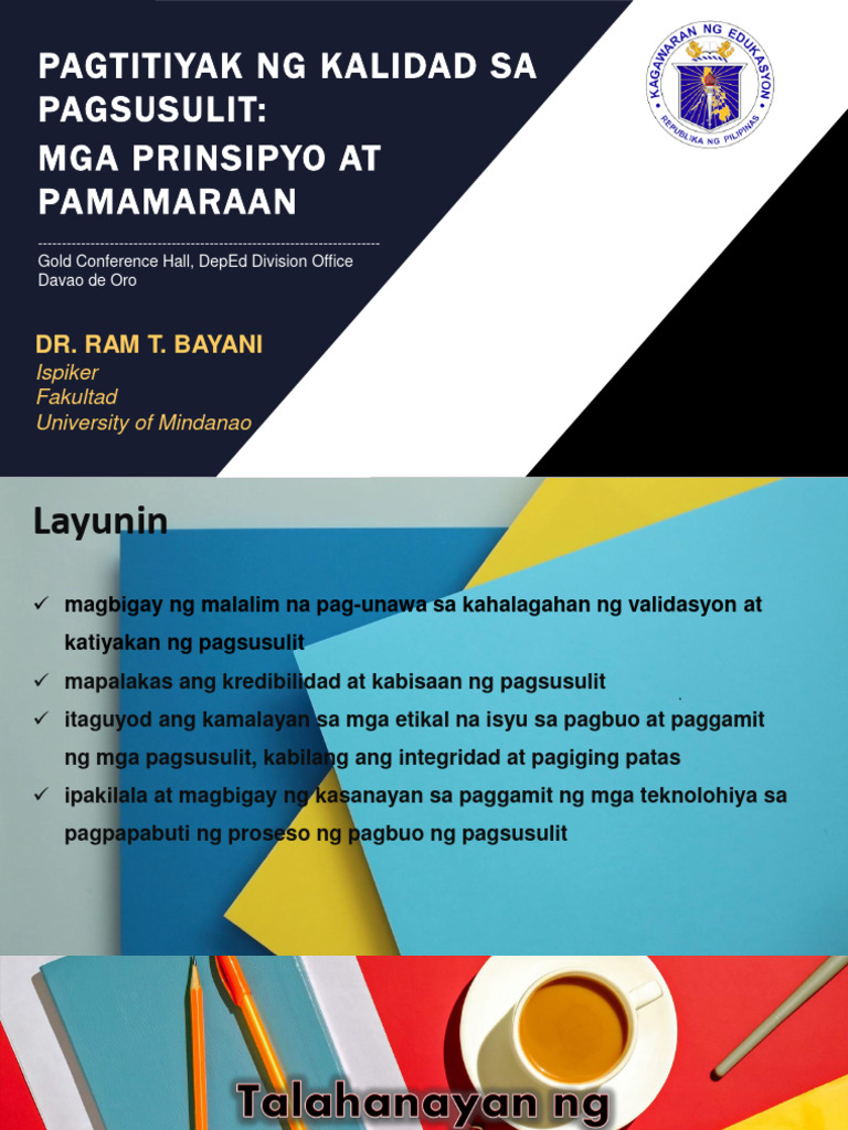 Dr. Bayani TOS at Pagsusulit | PDF