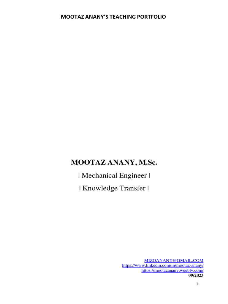 Mootaz Anany's Teaching Portfolio Overview | PDF | Angle | Azimuth