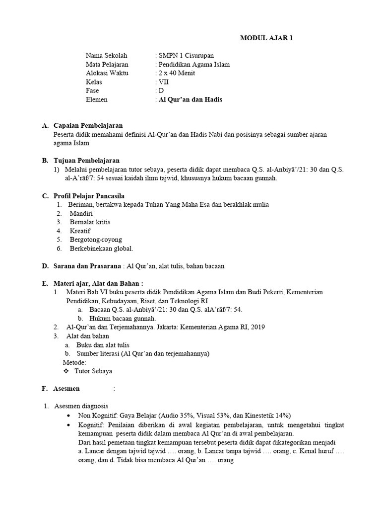 Modul ajar pai kelas 7 sem 2 pdf