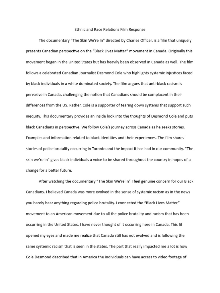Impact of "The Skin We’re In" on Canadian Racism | PDF | Racism ...