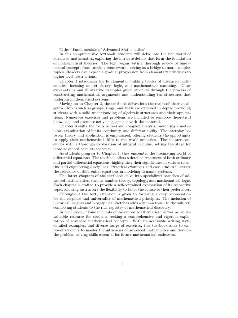 Fundamentals of Advanced Mathematics | PDF | Mathematics | Theory