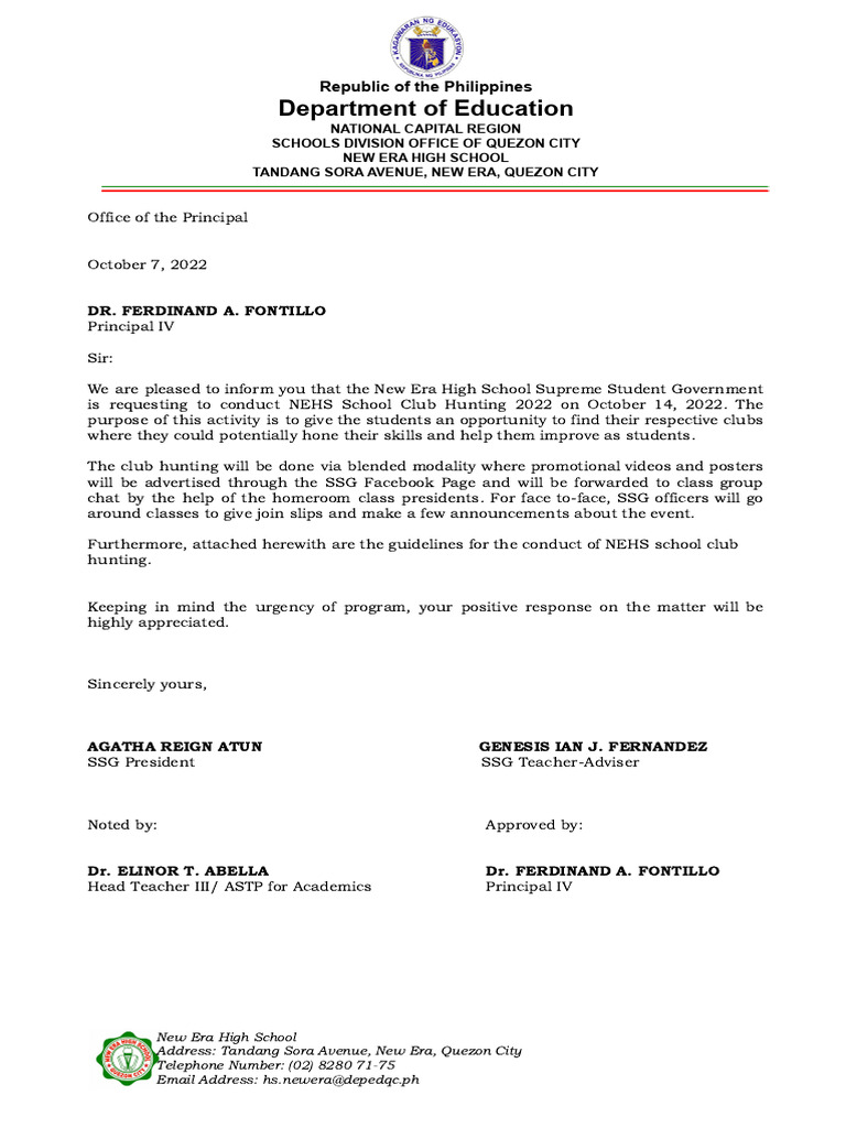 Club Hunting Request Letter1 | PDF