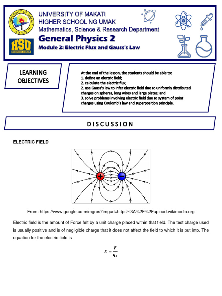 General Physics 2 Module 2 | PDF | Electric Field | Flux