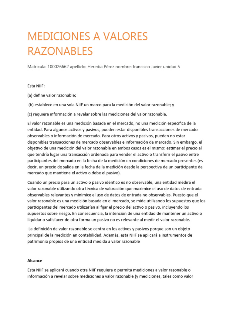 Definición y Medición del Valor Razonable | PDF | normas ...