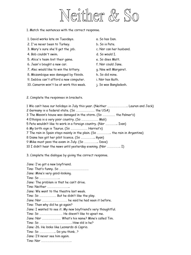 Neither & So | PDF | Language Arts & Discipline | Home & Garden
