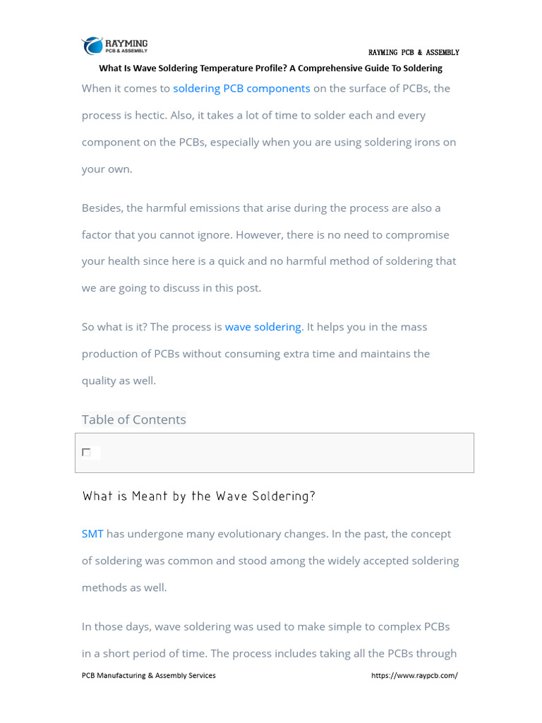 What Is Wave Soldering Temperature Profile A Comprehensive Guide To