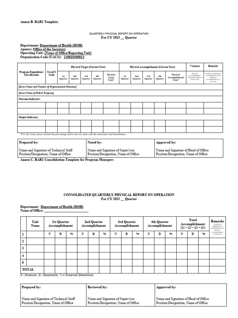 BAR1 Templates (You May Download This File For Editing Access) | PDF