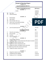 Format of Question Papers: Class - Ii Annual Examination (2023-24 Subject-ENGLISH (Literature) (80 Marks)