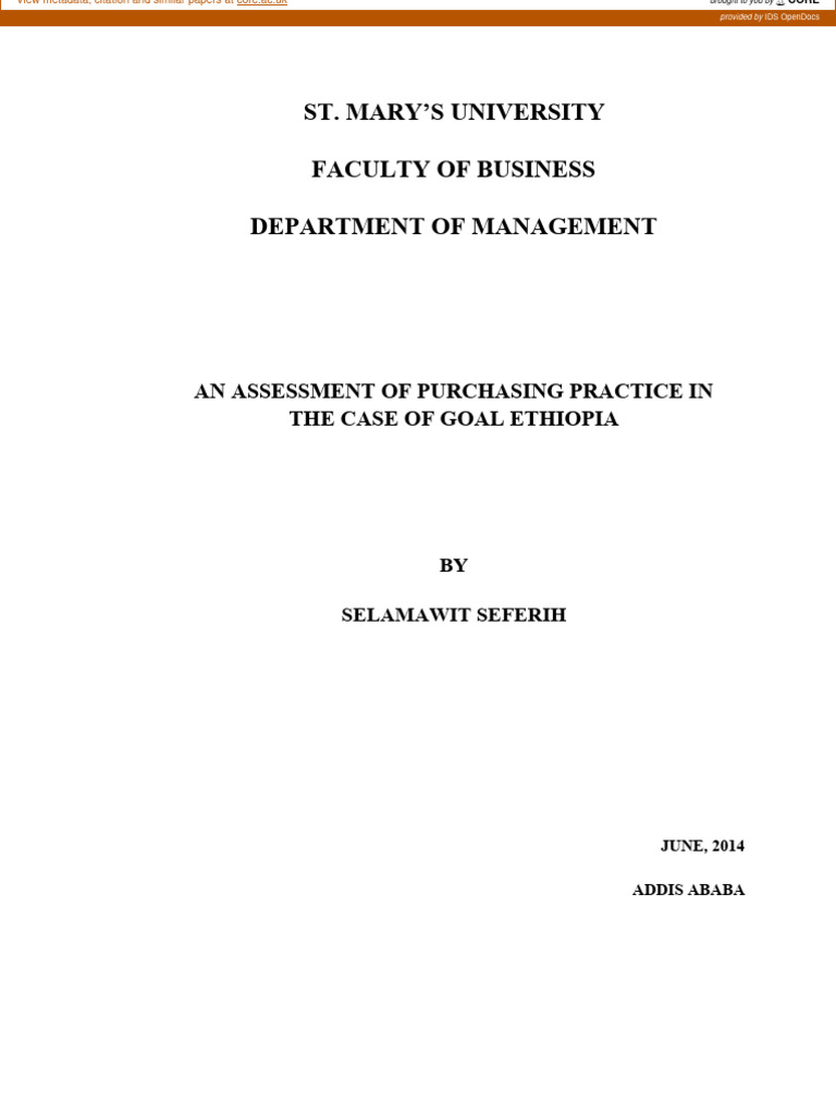 Purchasing Practices at Goal Ethiopia | PDF | Procurement | Supply Chain