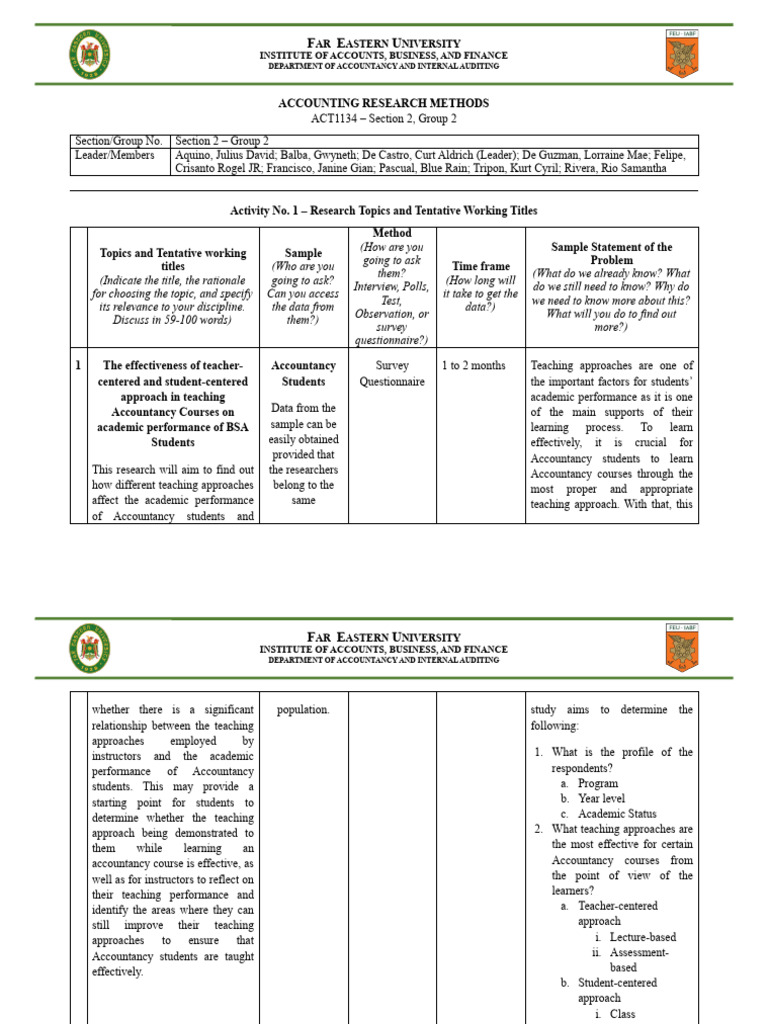 Activity 1 - Section 2 - Group 2 | PDF | Certified Public Accountant ...