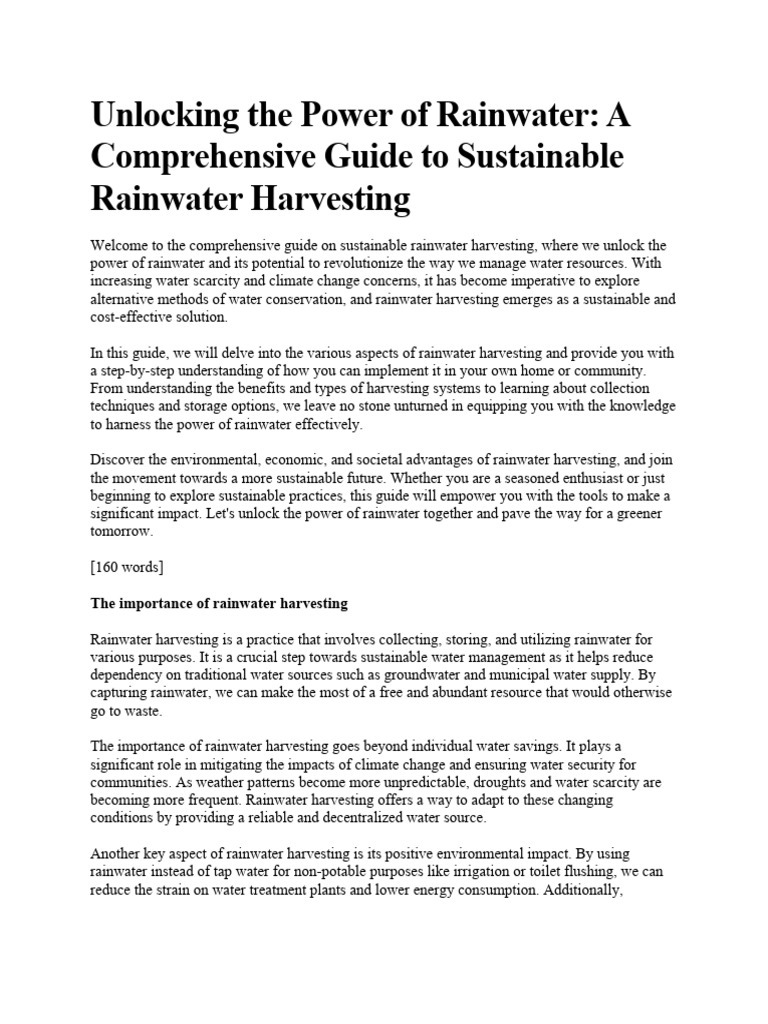 Unlocking The Power of Rainwater | PDF | Stormwater | Surface Runoff