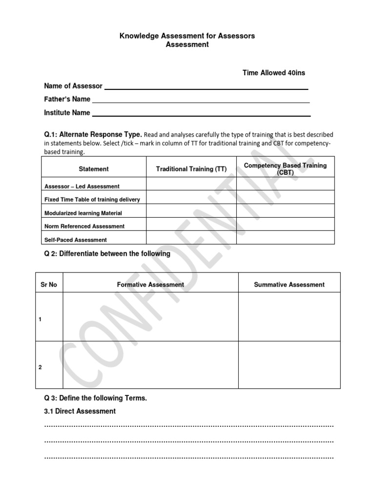 Knowledge Assessment For Assessors Assessment Final | Download Free PDF ...