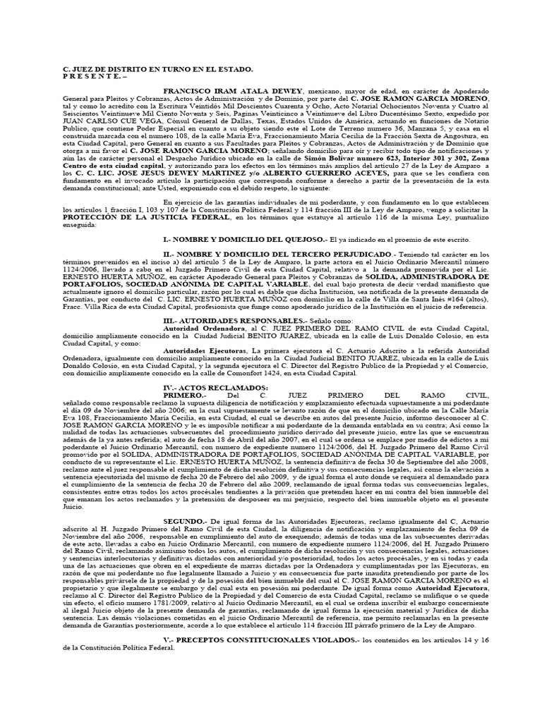 Demanda de Amparo por Notificación Ilegal | PDF | Judicaturas | Caso de ley