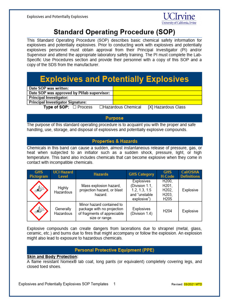 Explosives and Potentially Explosives | PDF | Laboratories | Refrigerator