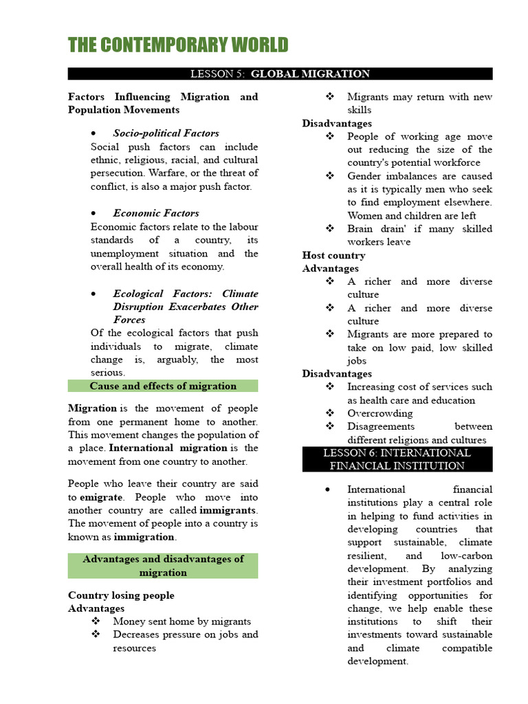 Global Migration Factors and Impacts | PDF | Sustainability | Human ...