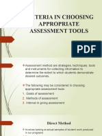Criteria in Choosing Appropriate Assessment Tools