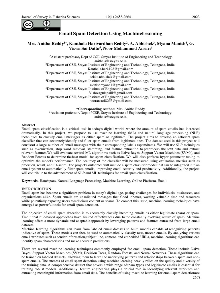 Email Spam Detection with ML Techniques | PDF | Machine Learning | Spamming
