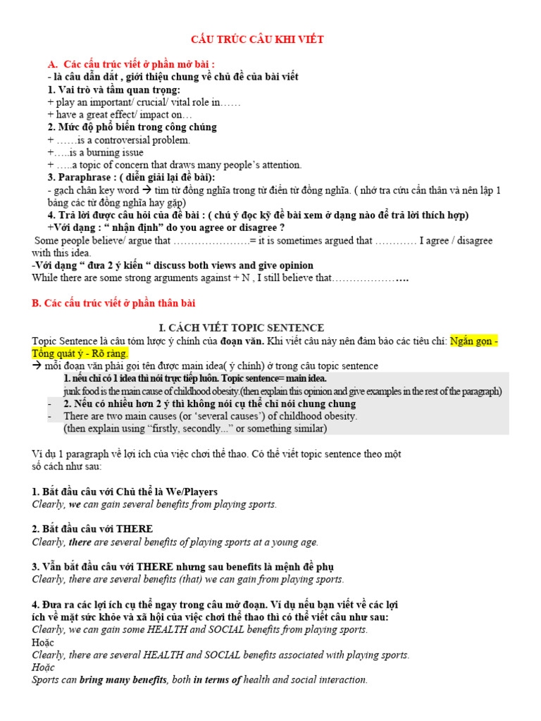 Cáu Trúc Câu Khi Viet Writing | PDF