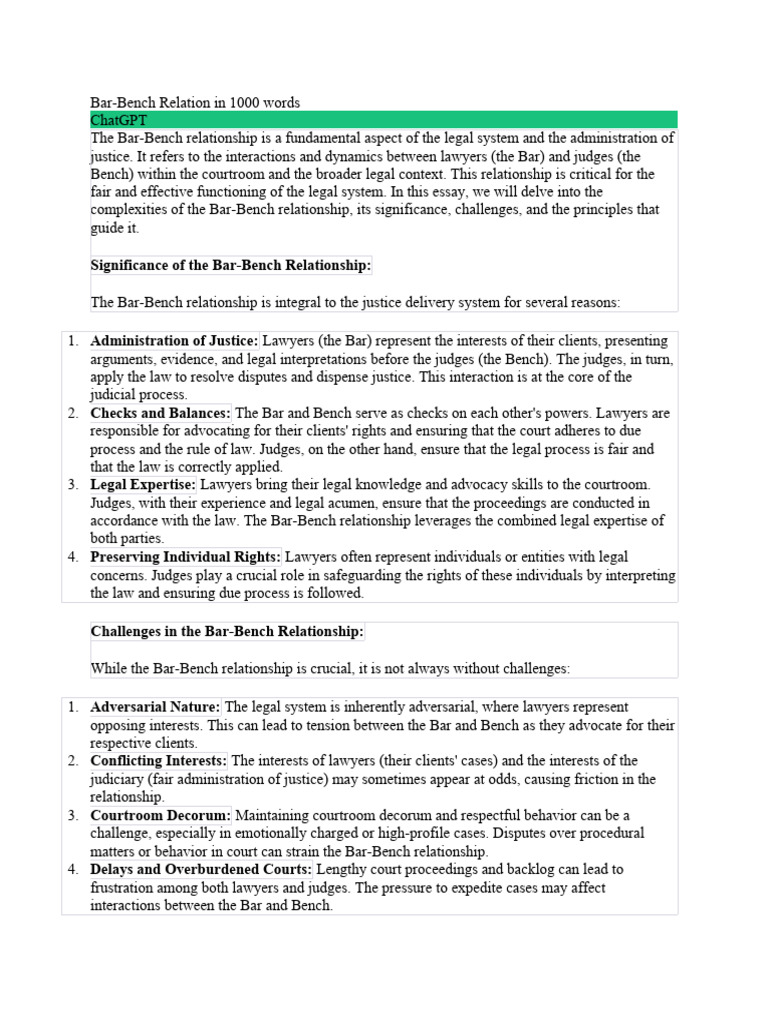 BarBench Relation PDF Judge Lawyer