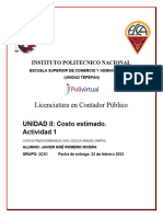 Licenciatura en Contador Público: UNIDAD II: Costo Estimado. Actividad 1