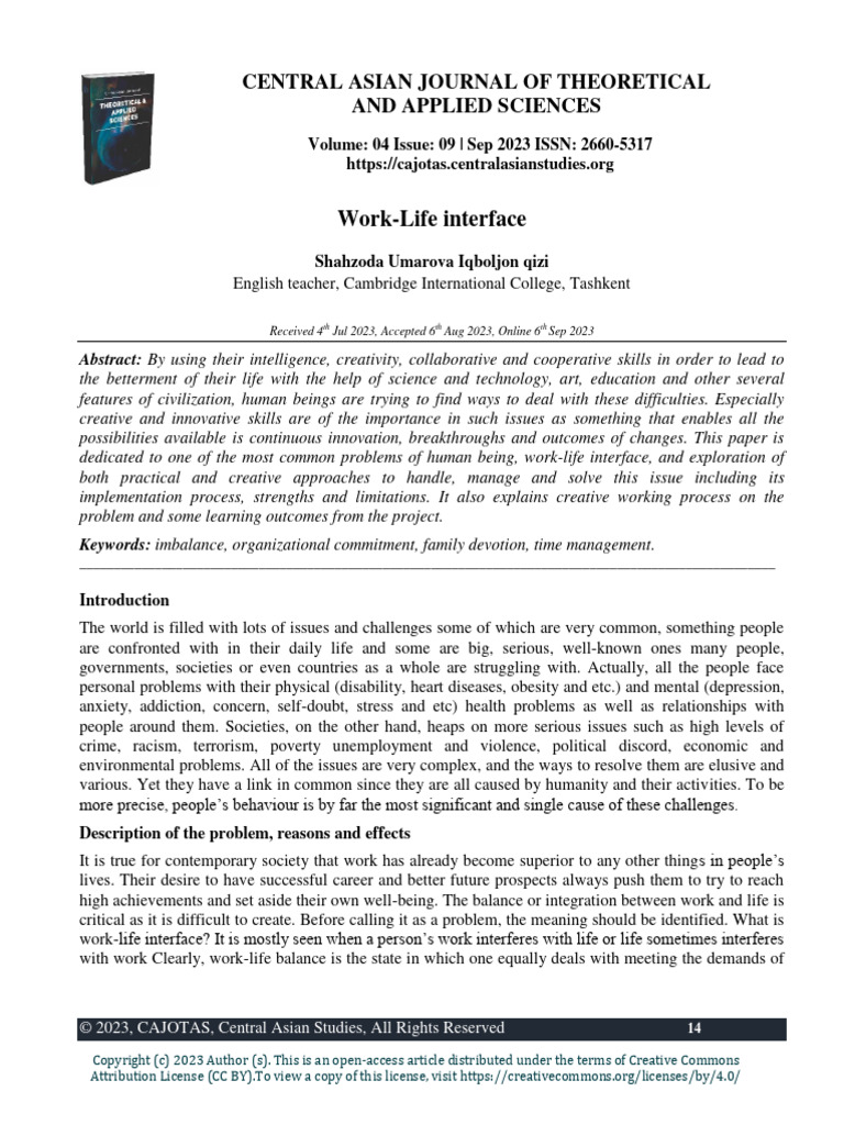 Work-Life Interface | PDF | Creativity | Employment