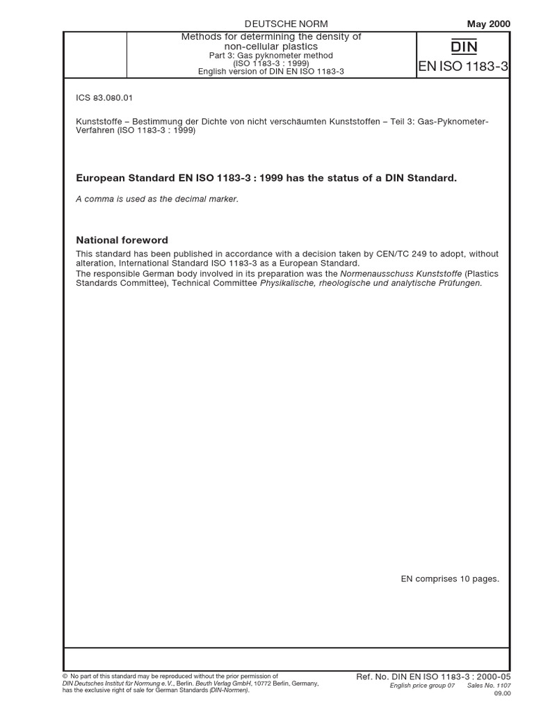 En Iso 1183-3 | PDF | International Organization For Standardization ...