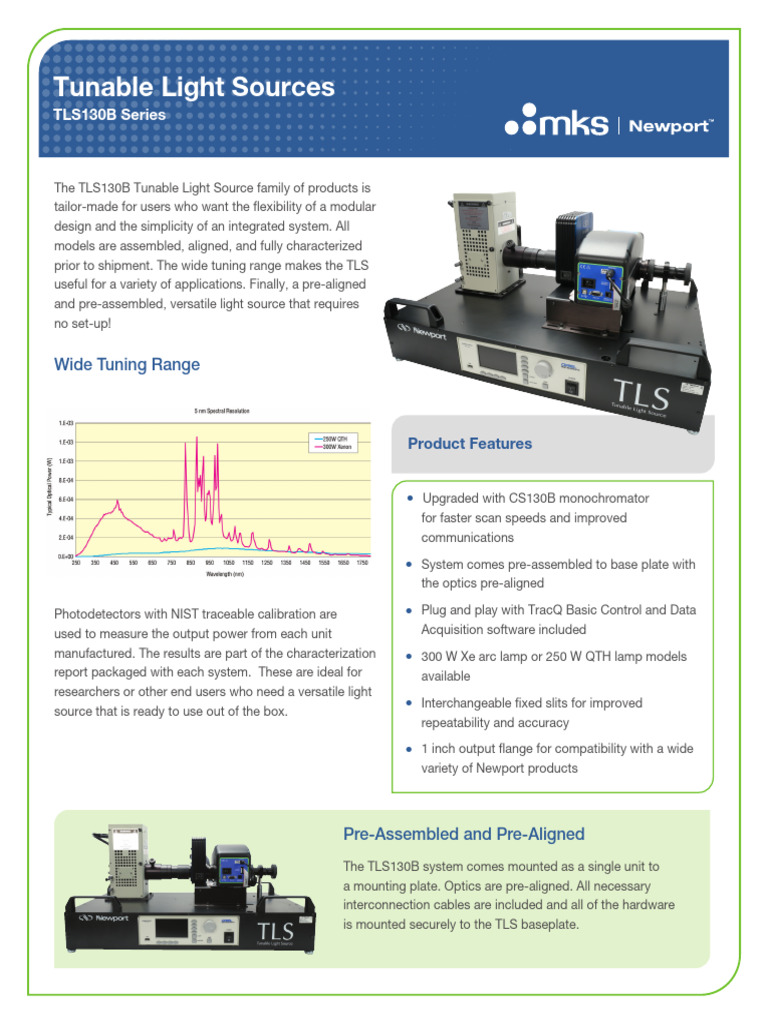 TLS130B Tunable Light Source Overview | PDF | Optics | Electromagnetic ...