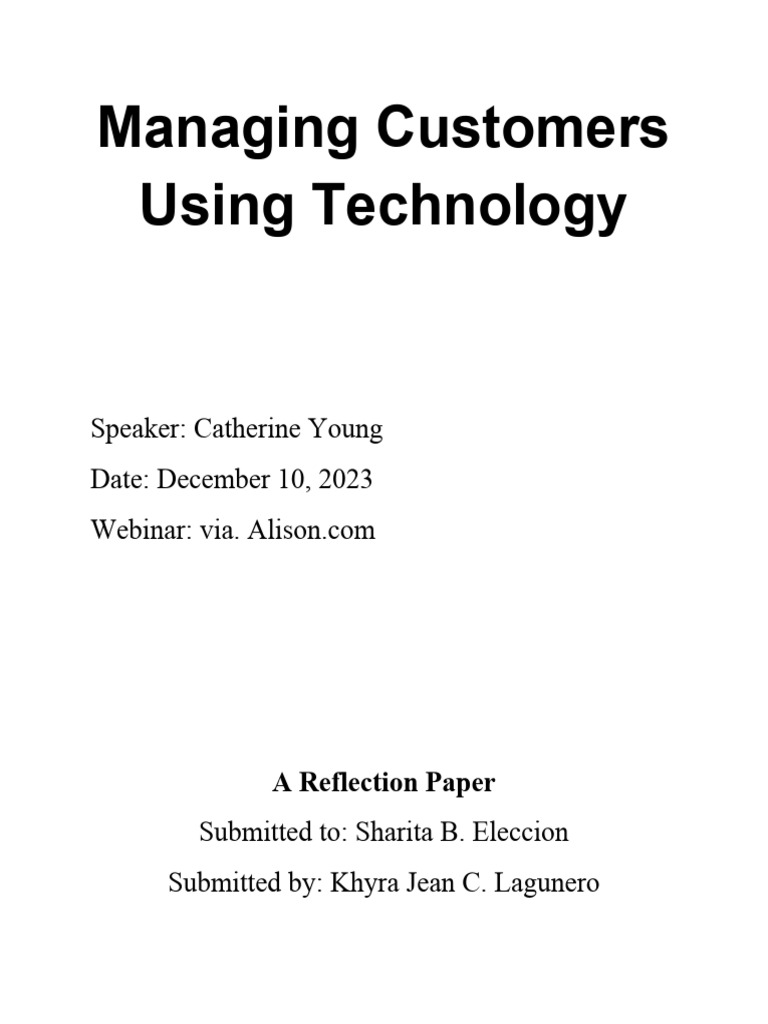 Managing customers using technology pdf customer relationship