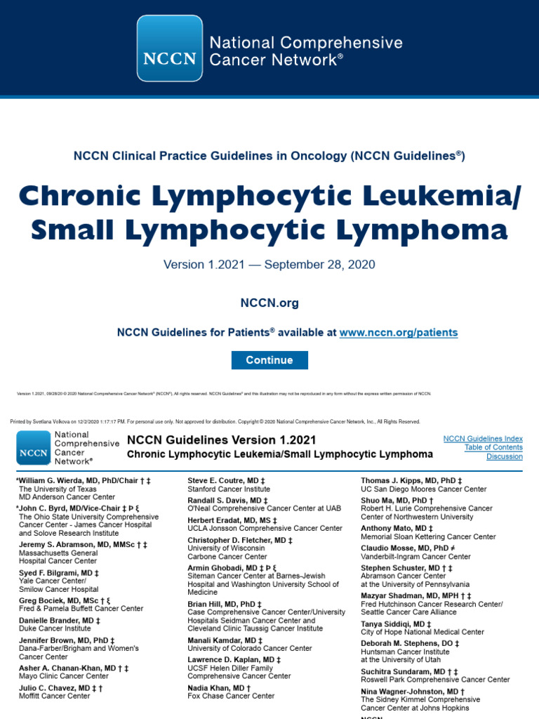 Chronic Lymphocytic Leukemia/ Small Lymphocytic Lymphoma | PDF ...