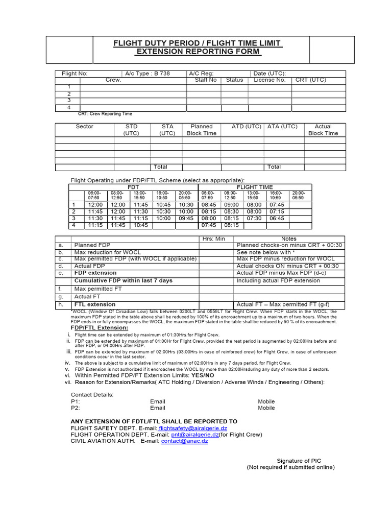 Fdtl Form Pdf Aviation Aviation Safety