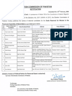 Notification Seats Reserved For Women in The Provincial Assembly of Balochistan