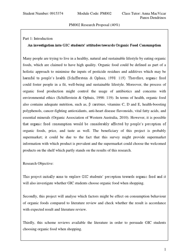 Research proposal about food picture