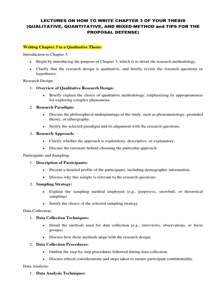 Lectures On How To Write Chapter 3 of Your Thesis | PDF | Methodology ...