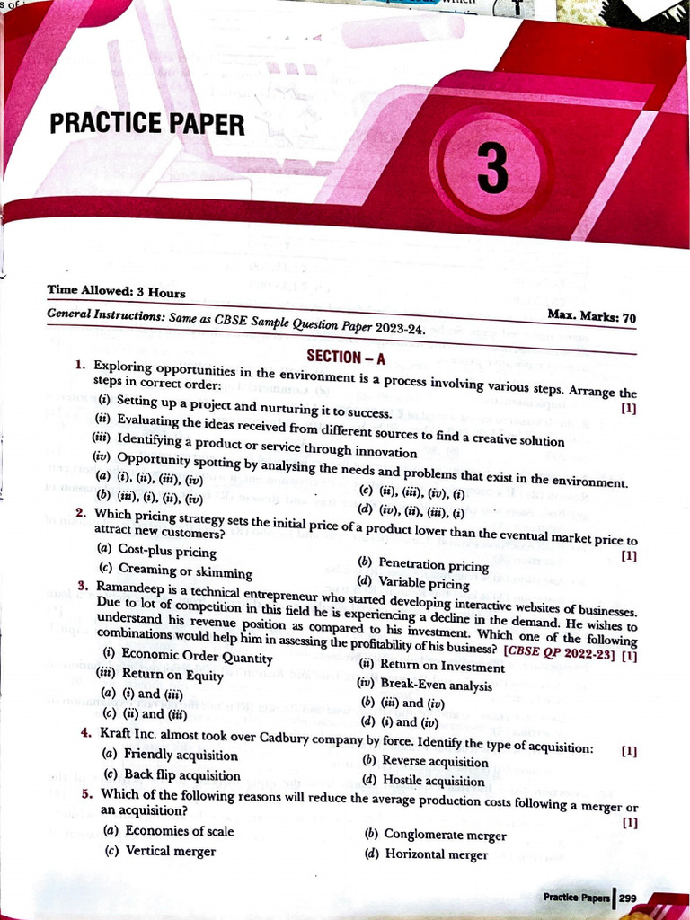 Entrepreneurship Practice Paper 2023-24 | PDF | Working Capital ...