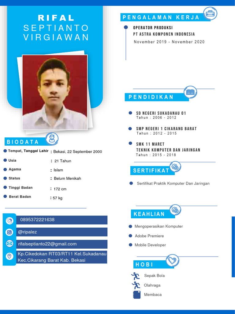 Lamaran Kerja Rifal Septianto 2023 | PDF