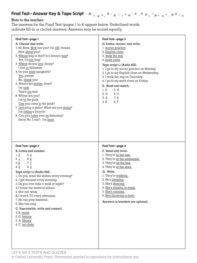 Final Test Answer Key | PDF | Language Arts & Discipline
