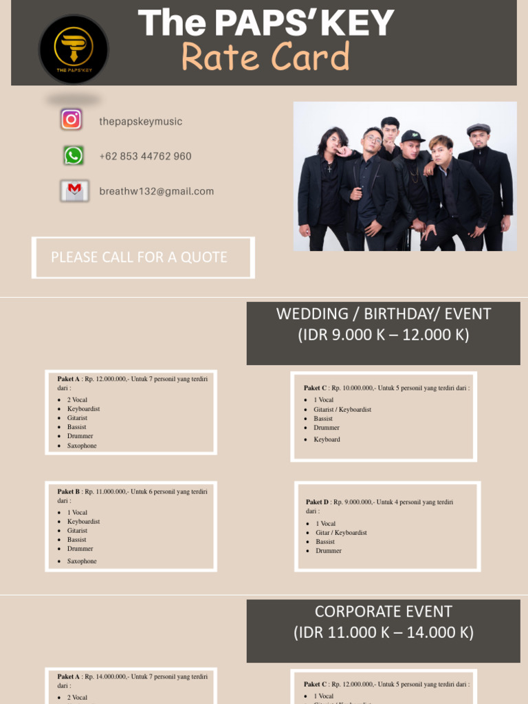 Rate Card Paket Band untuk Acara | PDF | Seni