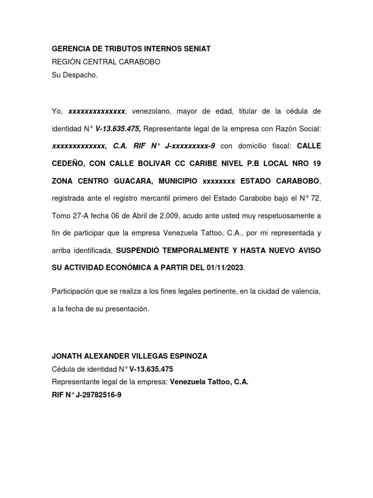Cese Temporal de Actividades Económicas | PDF