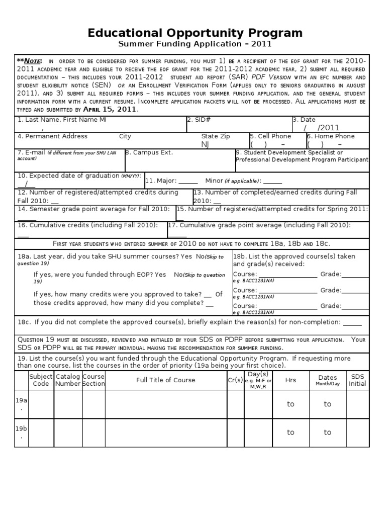Summer Funding Application | PDF | Academic Term | Students