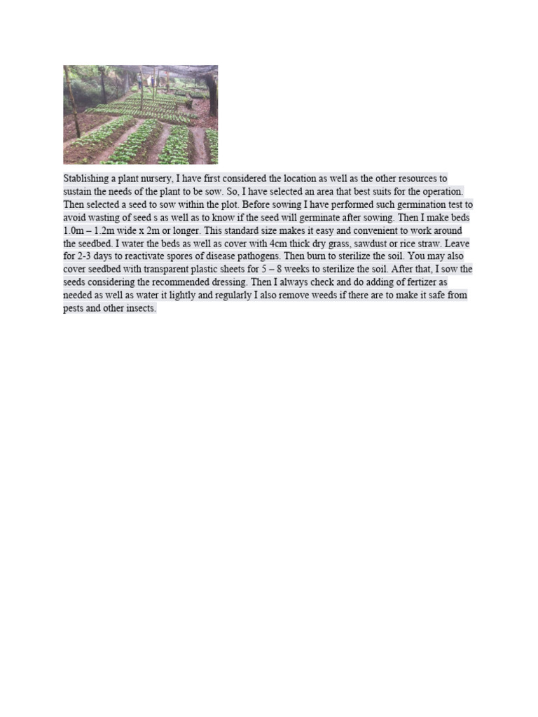 Stablishing A Plant Nursery Pdf