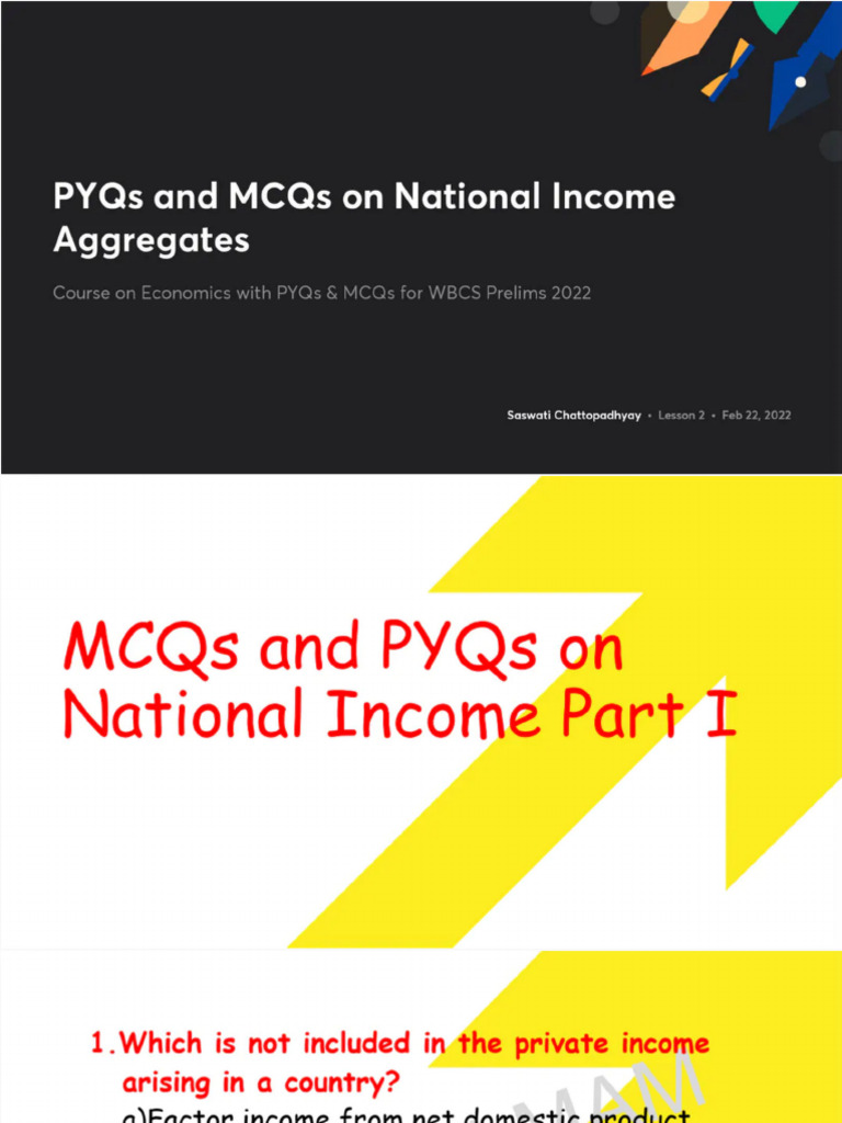 PYQs and MCQs On National Income A With Anno 1659954780772 | PDF