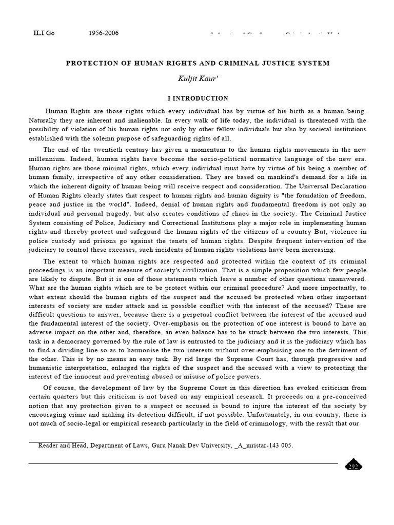 Human Rights in Criminal Justice System | PDF | Crimes | Crime & Violence