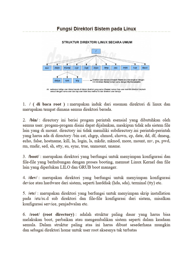 Fungsi Direktori Sistem Pada Linux | PDF | Komputer