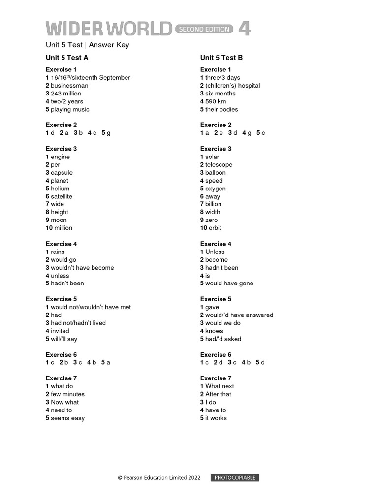 Unit 5 Test Answer Key | PDF | Cooking, Food & Wine | Wellness