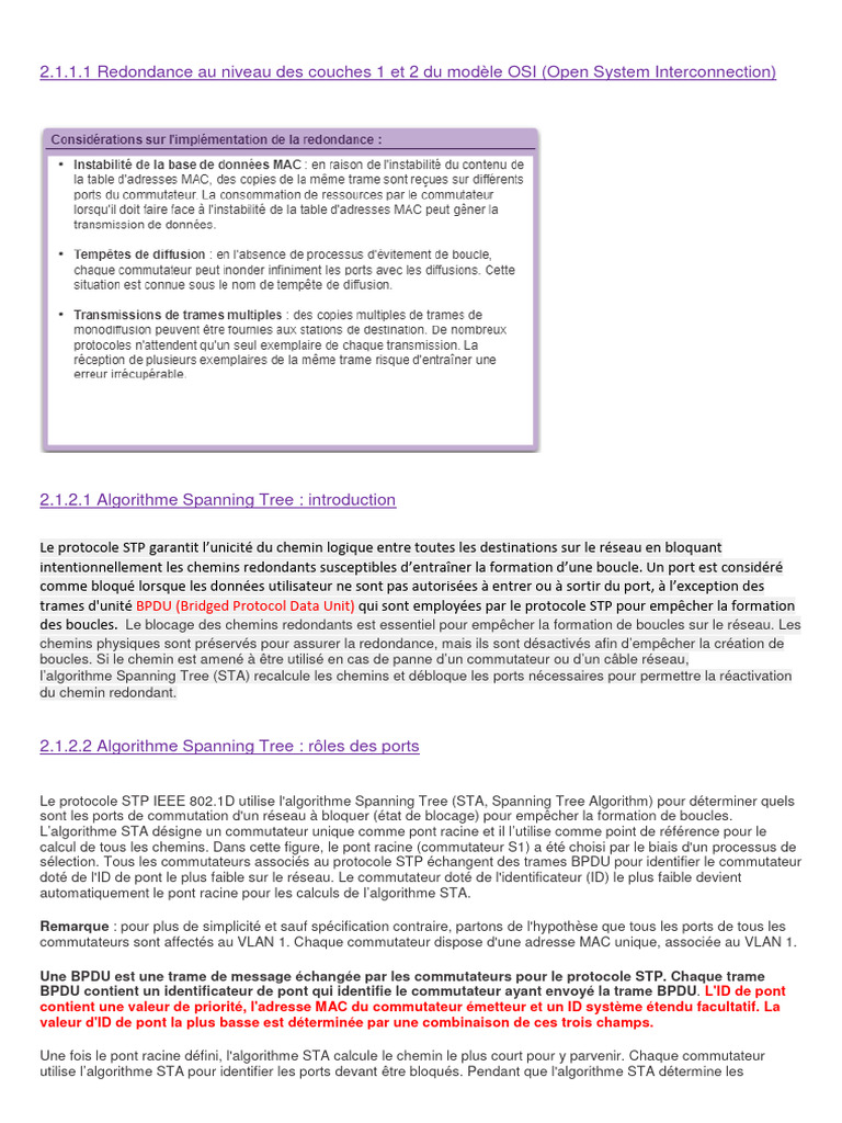 Comprendre la redondance dans le STP | PDF | Ordinateurs